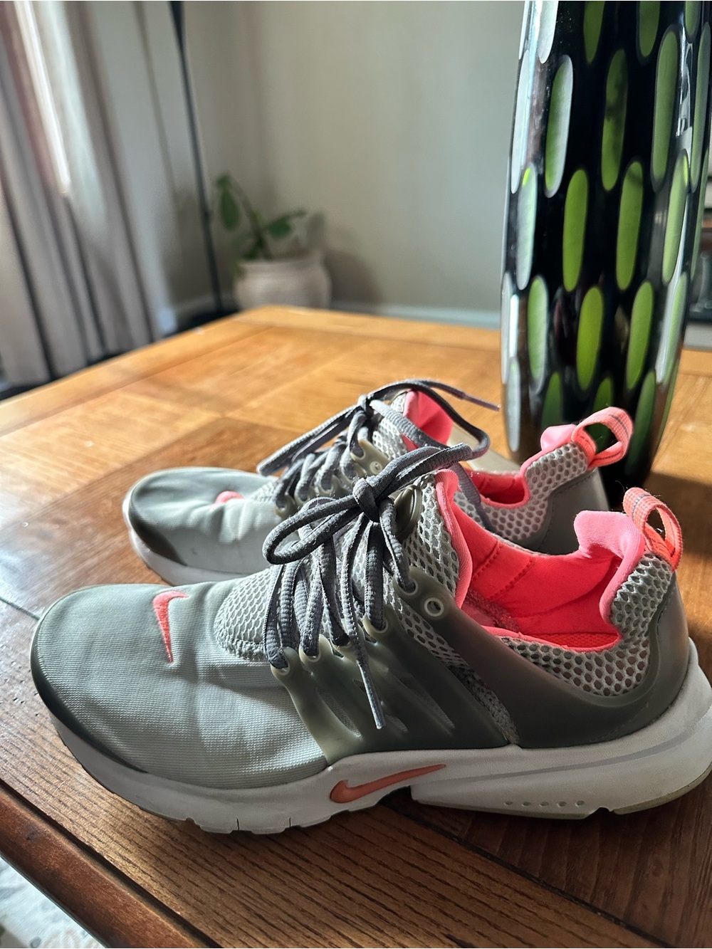 Nike Gray and Coral Low-Top Athletic Shoes
